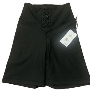 NWT WeWoreWhat Black Lace Up Biker Shorts XS